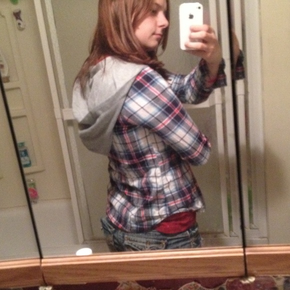 Button up flannel with hood