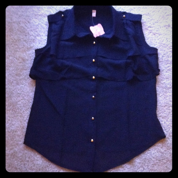 🍥Navy Blue Sleeveless Blouse