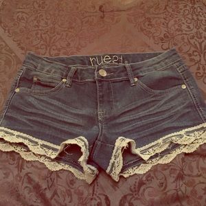 Denim shorts with lace
