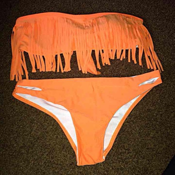 Orange fringe bikini