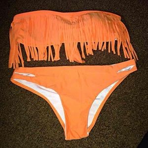 Orange fringe bikini