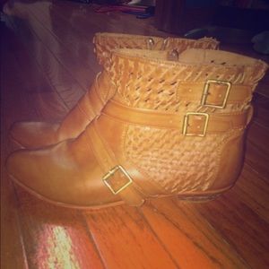 Brown leather ankle boot