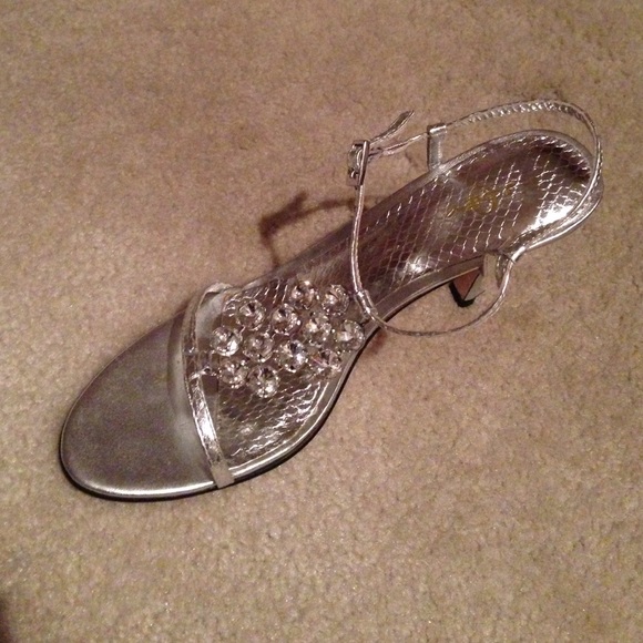Joey brand silver jeweled heels