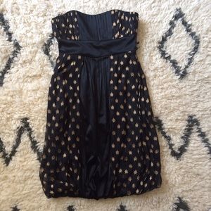 DVF silk chiffon dress in black with gold stars