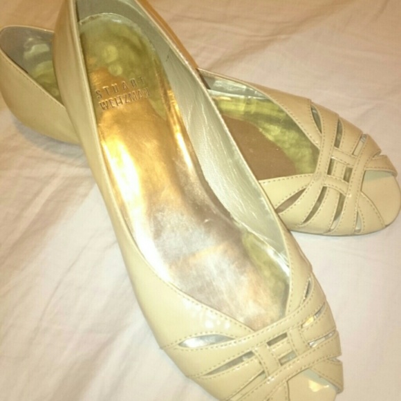 Stuart Weitzman Shoes - Stuart Weitzman Nude Patent Peep Toe