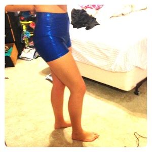 Blue metallic shorts