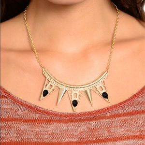 Colored Gem Statement Necklace- Gold