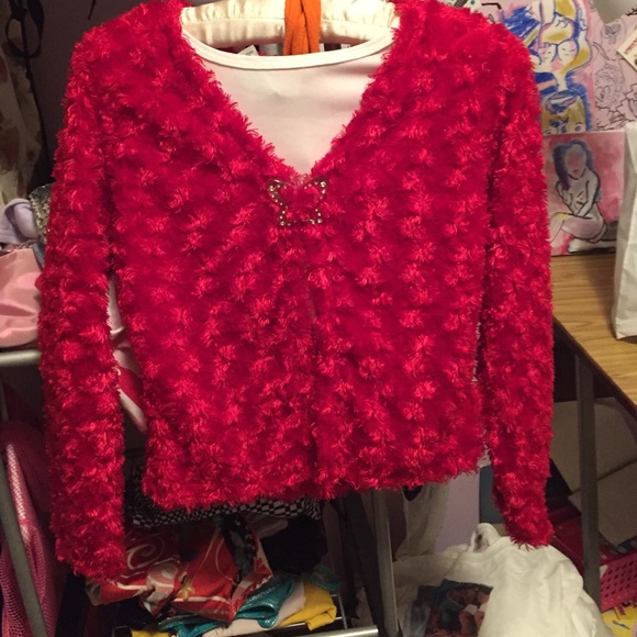 Fuzzy red 2 in one shirt