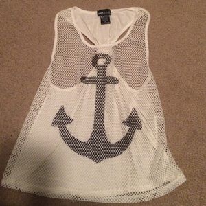 White mesh anchor tank top