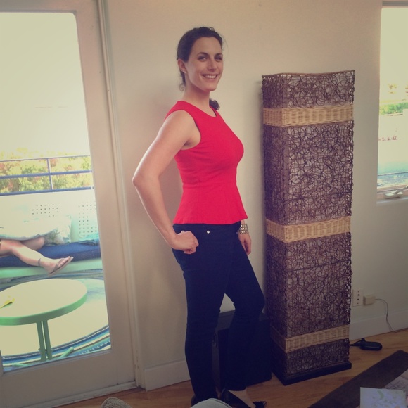 Vince Camuto red peplum top