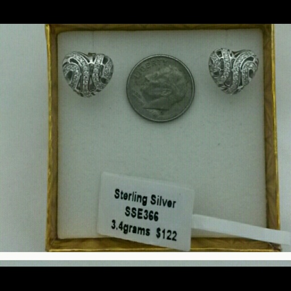 925 sterling silver earrings with crystals - Picture 3 of 4