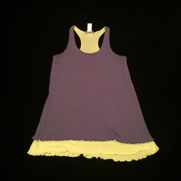 Long Racerback Tank Top ~ grey and yellow
