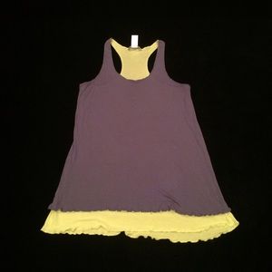 Long Racerback Tank Top ~ grey and yellow