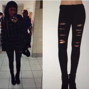 Distressed black jeans