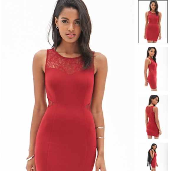 🚫SOLD🚫 F21 Red lace bodycon dress