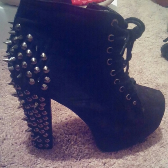 Black spike heel bootie