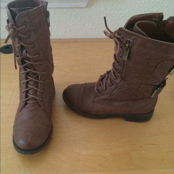 Brown combat boots