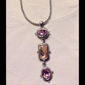 Cookie Lee Pink and abalone necklace