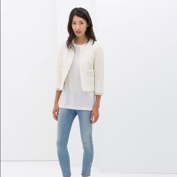 Zara Frayed Structured Jacket Size XS - Picture 1 of 3