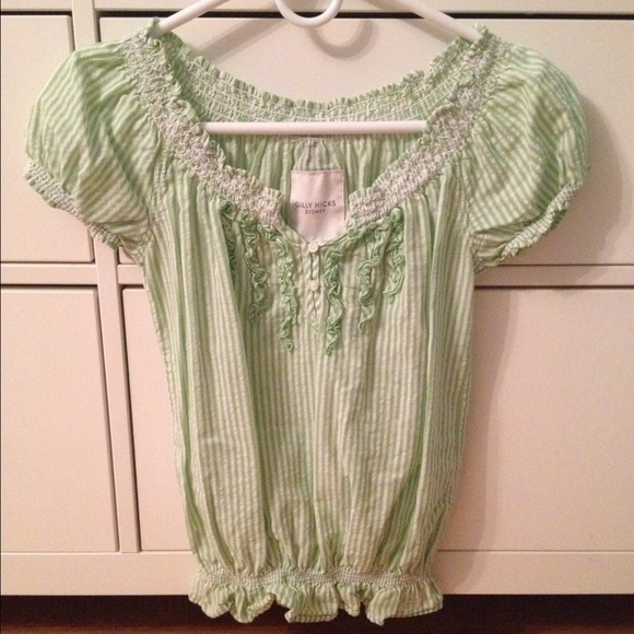 Gilly Hicks Green Striped Shirt