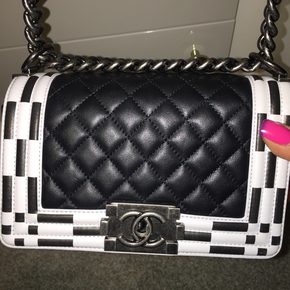 CHANEL Handbags - BNIB LeBoy bag mini in black and white in silver!!