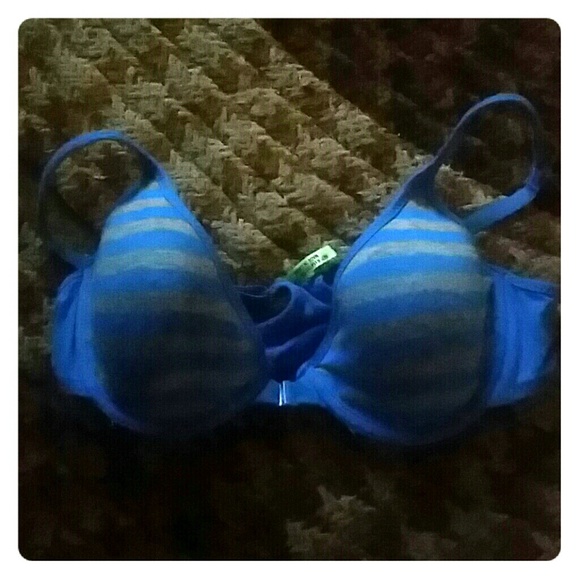 Honey dew blue/grey stripe underwire bra