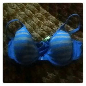 Honey dew blue/grey stripe underwire bra