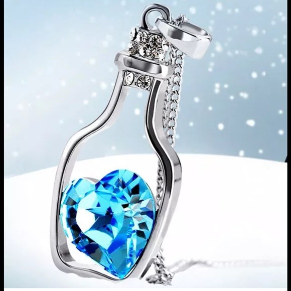 Jewelry - Make Offer WG Filled Blue Crystal Bottle Necklace