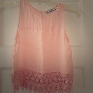 Xs Pink crochet tank top!