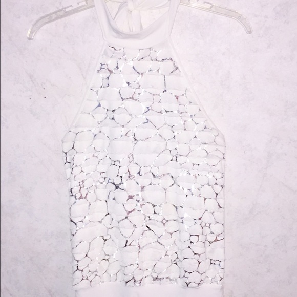 White and sliver halter top