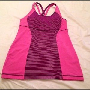 Lululemon energy tank in pink plum stripe