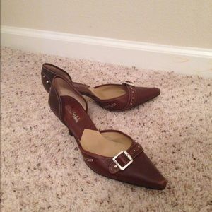 REDUCED! Brown leather kitten Michael Kors heels