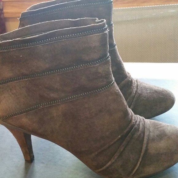 Brown suede booties