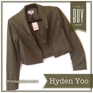 NWT Hyden Yoo Rare Ardra Olive Cropped Moto Jacket