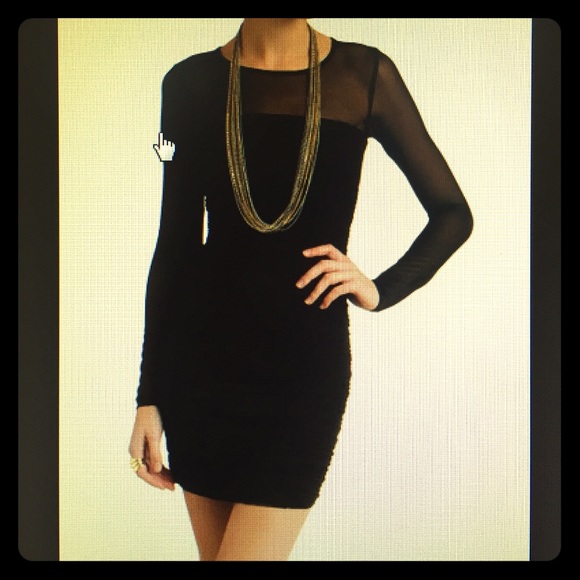 Bailey 44 black dress with sheer sleeves - Picture 1 of 3