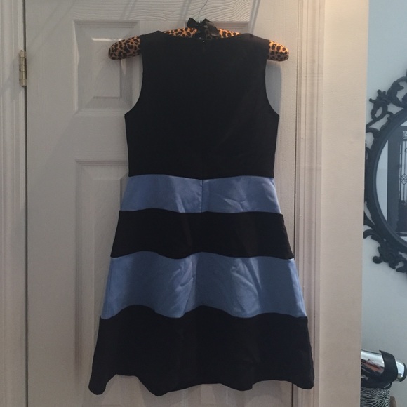 LOFT black and periwinkle A-line dress - Picture 2 of 2