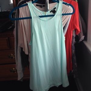 Turquoise tank top with gold zipper in back