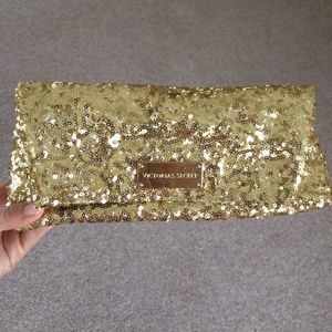NWT Victoria's Secret gold sequin clutch
