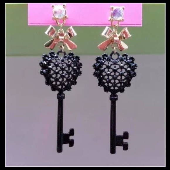 Betsey Johnson Jewelry - NEW Betsey Johnson Rhinestone Key Earrings