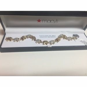 18KOVSS Elephant Bracelet with Diamond Accents