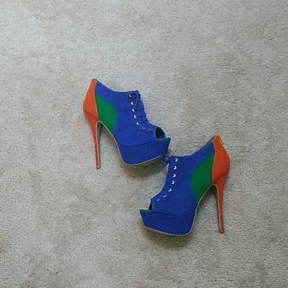 Blue Green and Orange Heels