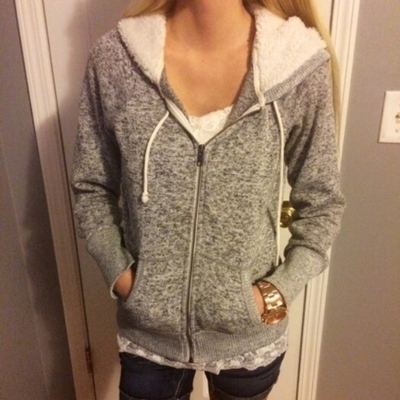 American Eagle Grey Fluff Jacket