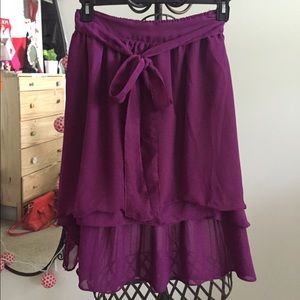 Rich fuchsia high-low skirt with tie