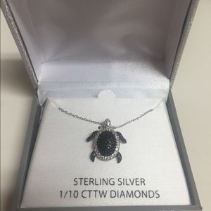 Sterling Silver Diamond Accent Turtle Necklace