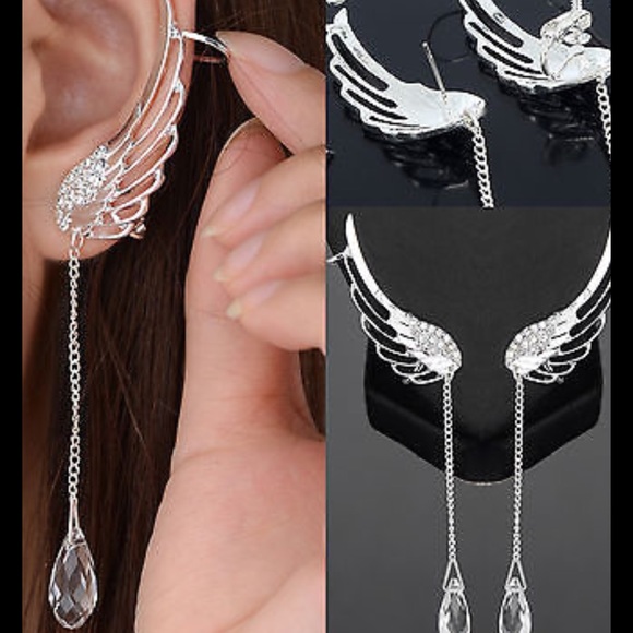 Jewelry - NEW WITH TAG CRYSTAL WING EARRINGS