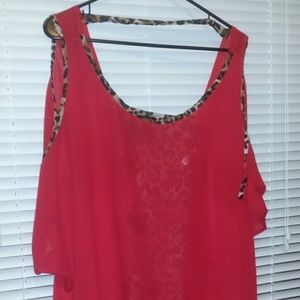 Red sheer leopard top!