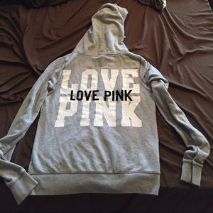 VS PINK grey zip up hoodie.
