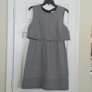 Black and white sleeveless striped dress