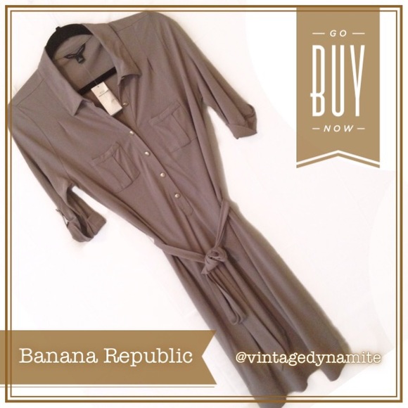 Banana Republic Dresses & Skirts - NWT Taupe Banana Republic Jersey Shirt Dress