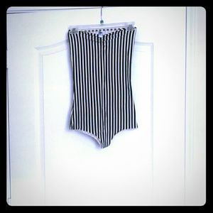 American Apparel black and tan striped bodysuit